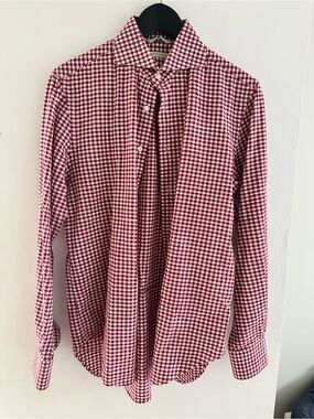 Suitsupply Red Gingham Button-Down Shirt